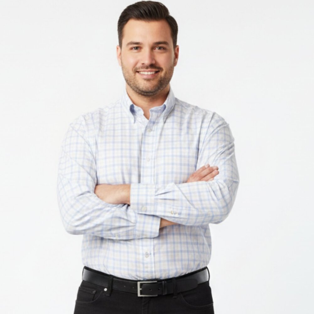 Joseph A Banks White Blue & Pink Plaid Long Sleeve Button Up Shirt 2XLT